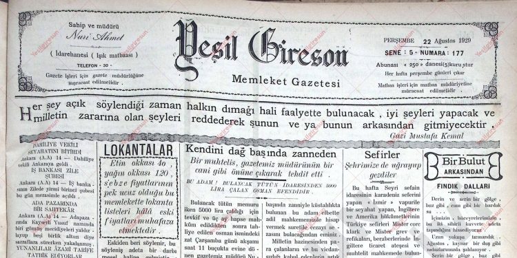 22 Ağustos 1929 – Sayı 177