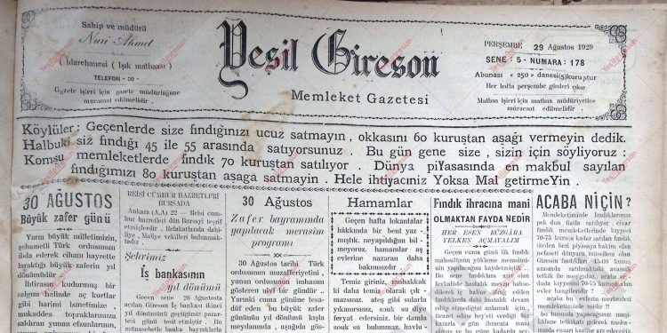 29 Ağustos 1929 – Sayı 178