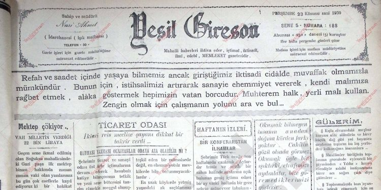 23 Ocak 1930 – Sayı 188