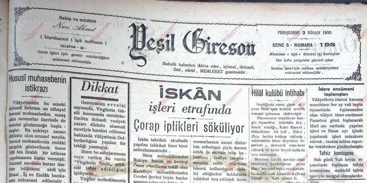 3 Nisan 1930 – Sayı 198