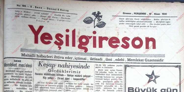 10 Nisan 1930 – Sayı 199
