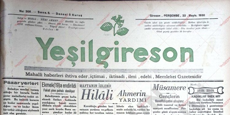 22 Mayıs 1930 – Sayı 205
