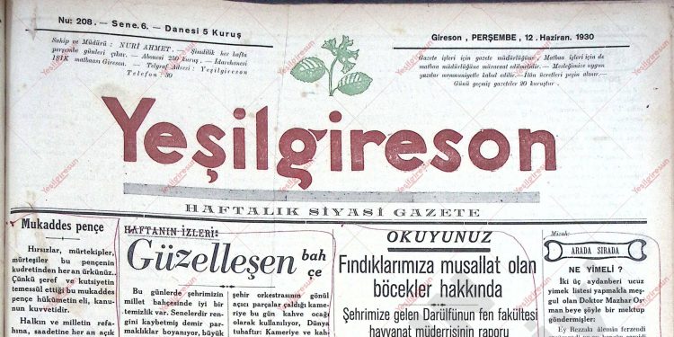 12 Haziran 1930 – Sayı 208