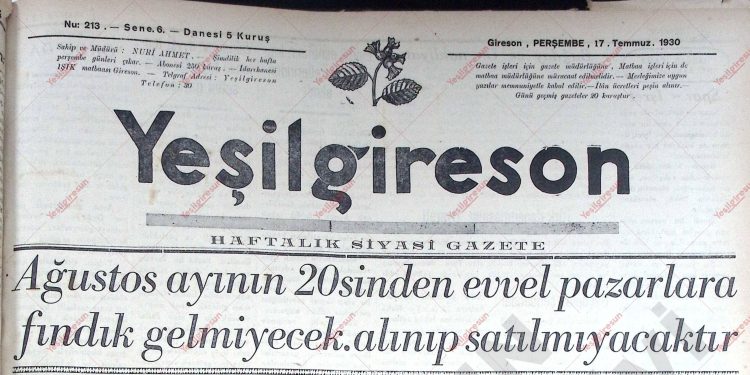 17 Temmuz 1930 – Sayı 213