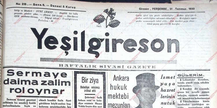 31 Temmuz 1930 – Sayı 215