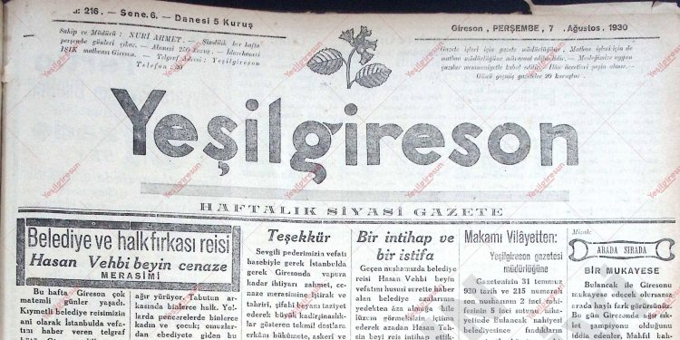 7 Ağustos 1930 – Sayı 216