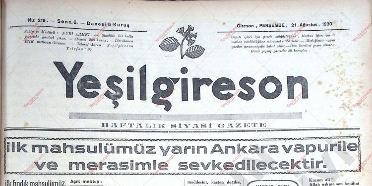 21 Ağustos 1930 – Sayı 218
