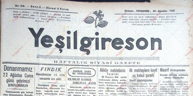 28 Ağustos 1930 – Sayı 219