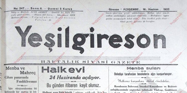 16 Haziran 1932 – Sayı 247