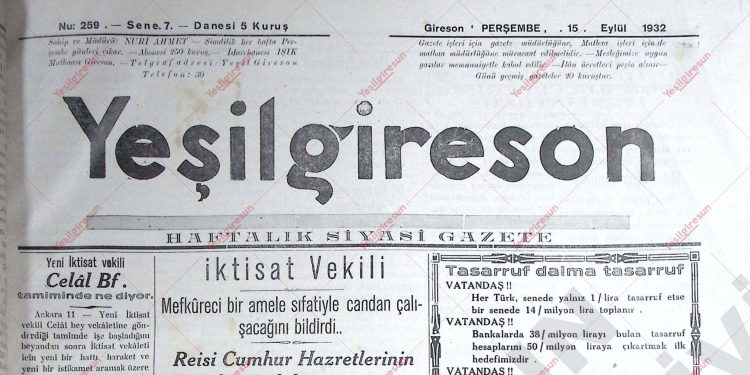 15 Eylül 1932 – Sayı 259
