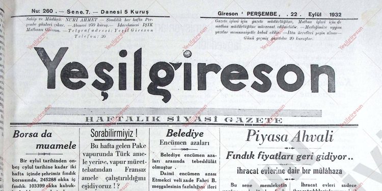 22 Eylül 1932 – Sayı 260