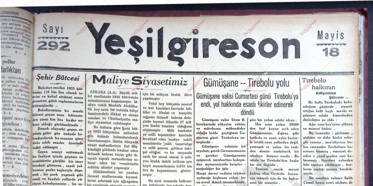 18 Mayıs 1933 – Sayı 292