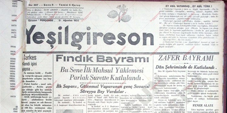 31 Ağustos 1933 – Sayı 307