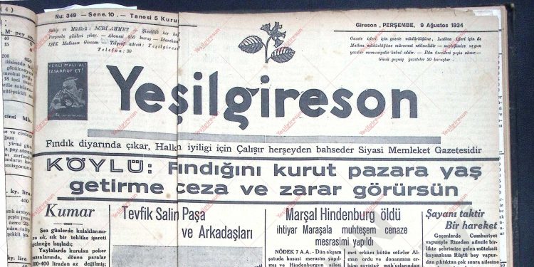 9 Ağustos 1934 – Sayı 349