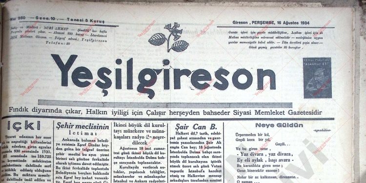 16 Ağustos 1934 – Sayı 350