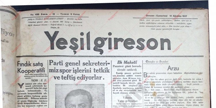 14 Ağustos 1937 – Sayı 499