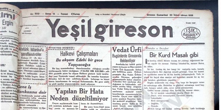 22 Ocak 1938 – Sayı 520