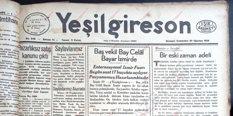 20 Ağustos 1938 – Sayı 549
