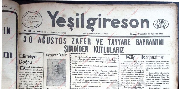 27 Ağustos 1938 – Sayı 550