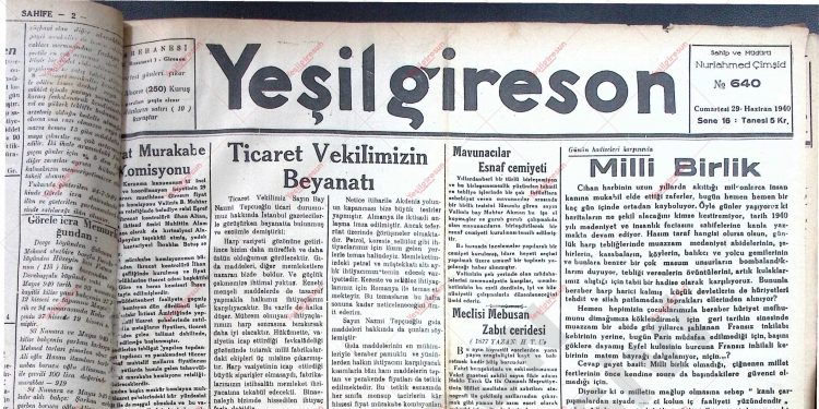 29 Haziran 1940 – Sayı 640