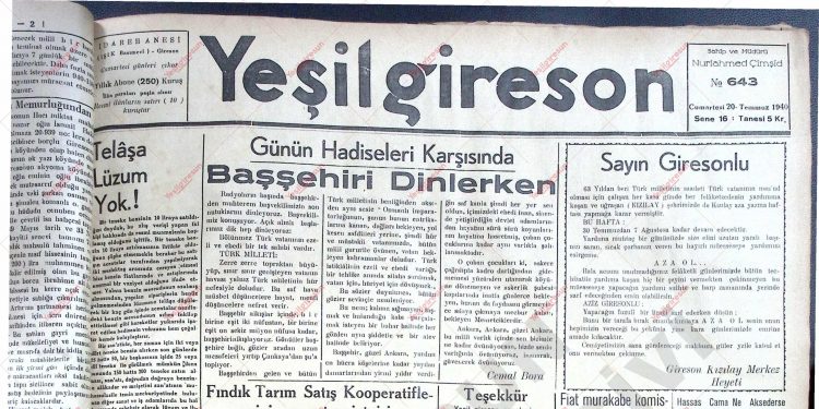 20 Temmuz 1940 – Sayı 643