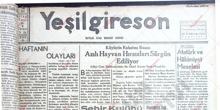22 Ocak 1944 – Sayı 812