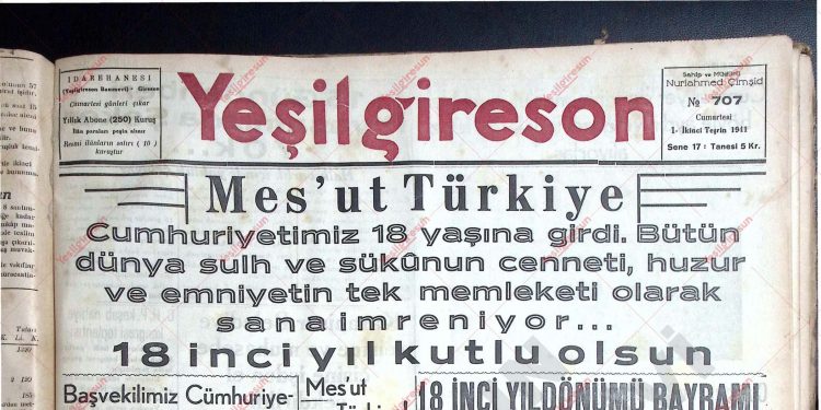 1 Kasım 1941 – Sayı 707