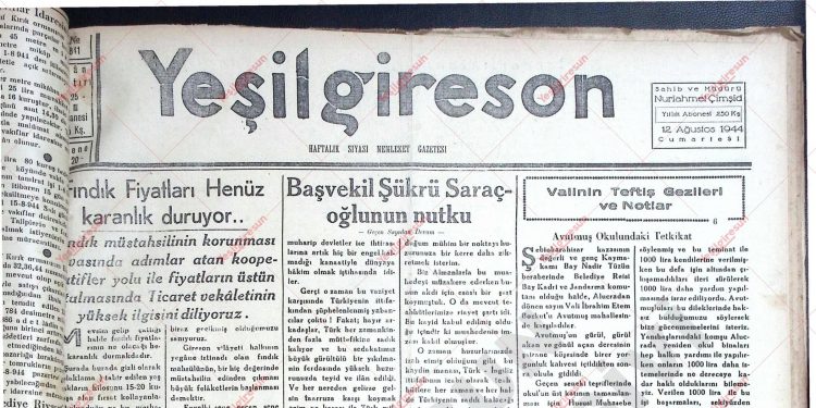 12 Ağustos 1944 – Sayı 841