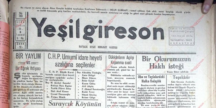 19 Haziran 1943 – Sayı 783