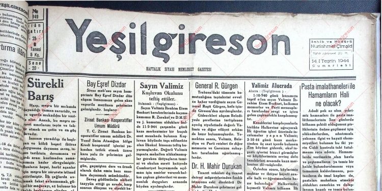 14 Ekim 1944 – Sayı 849