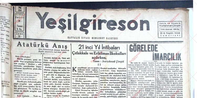 18 Kasım 1944 – Sayı 854