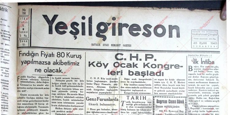 25 Eylül 1943 – Sayı 796