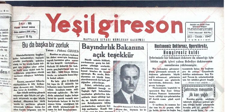 25 Ocak 1947 – Sayı 965