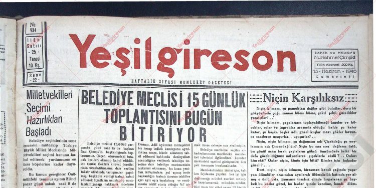 15 Haziran 1946 – Sayı 934