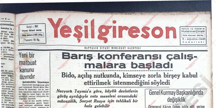 3 Ağustos 1946 – Sayı 941