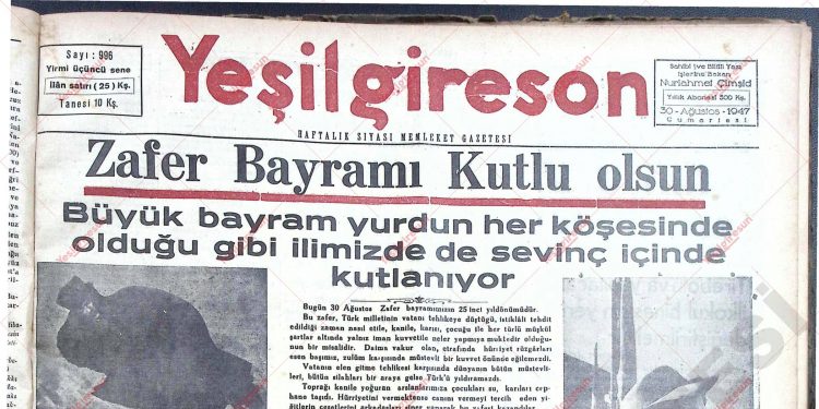 30 Ağustos 1947 – Sayı 996