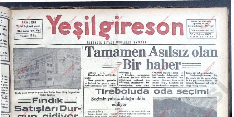 18 Ekim 1947 – Sayı 1003