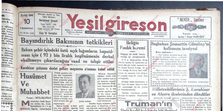 10 Eylül 1949 – Sayı 1102