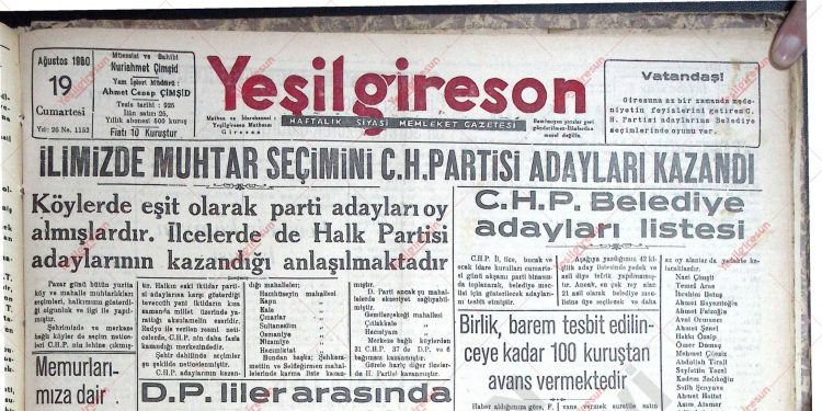 19 Ağustos 1950 – Sayı 1152