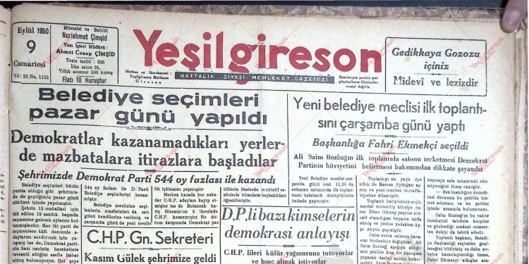 9 Eylül 1950 – Sayı 1155