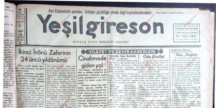 31 Mart 1945 – Sayı 872
