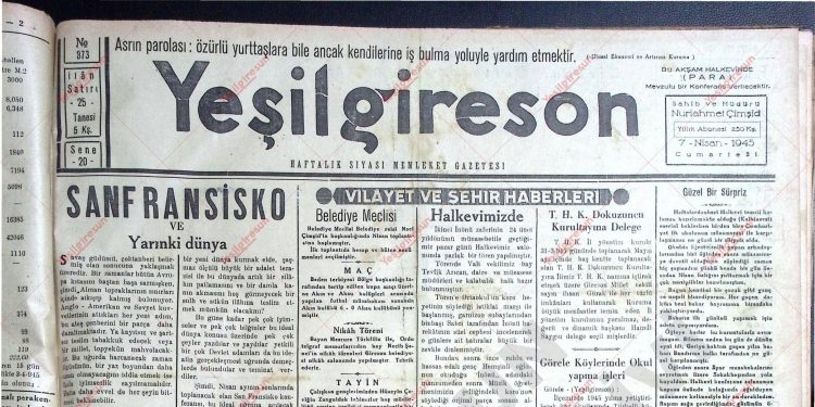 7 Nisan 1945 – Sayı 873