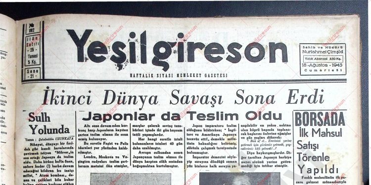 18 Ağustos 1945 – Sayı 892